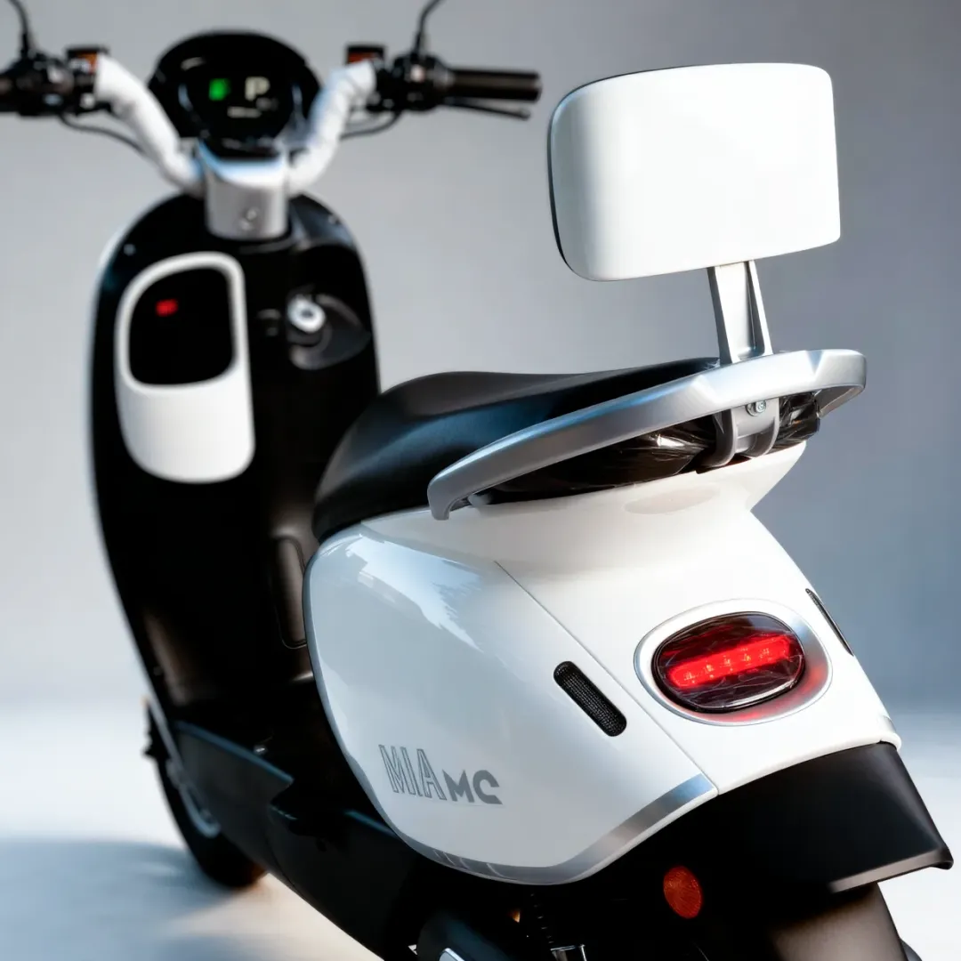 A ergonomia favorece a condução relaxada, com piso plano para os pés e ângulo de guidão confortável. Suspensão planejada para suavizar as imperfeições do asfalto e manter a scooter estável no dia a dia.